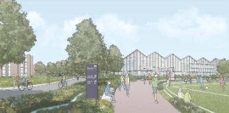 An artists impression of the new Sports Centre